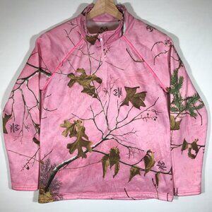 Realtree Women's Medium (8-10) Pink 1/4 Zip Pullover Ragland Long Sleeve Jacket